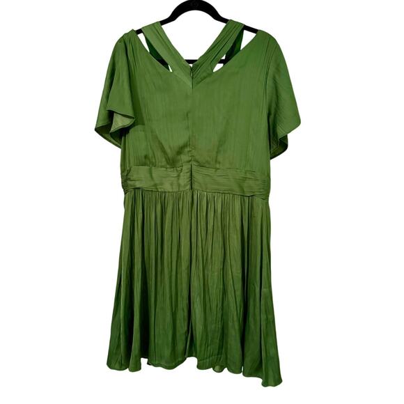 Anthropologie Deep V-Neck Vibrant Mini Dress - Green - Size 16 - Picture 8 of 9